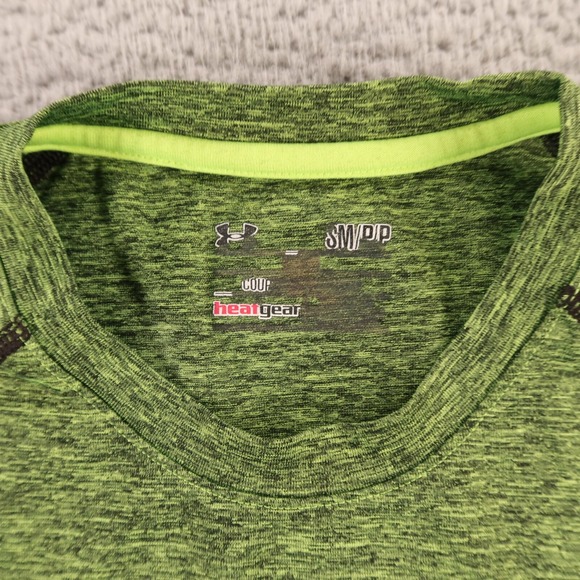 Under Armour Shirt Mens S Green Polyester Spandex Logo HeatGear Loose - Picture 5 of 11